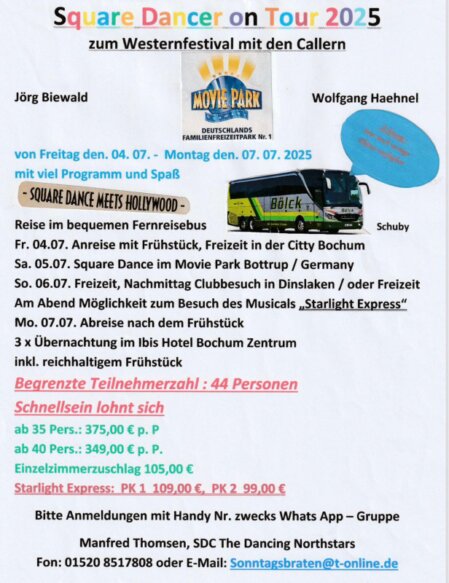 Square Dance Tour 2025 Square Dance Tour 2025 zum Westernfestival im Movie Park